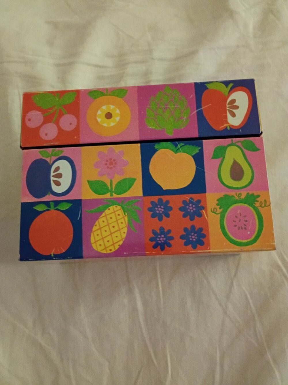 Vintage Hallmark Recipe Box with cheerful fruit images